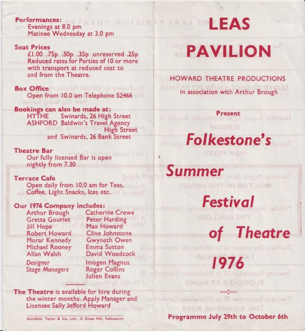 Leaflet for Summer Festival  of  Theatre 1976